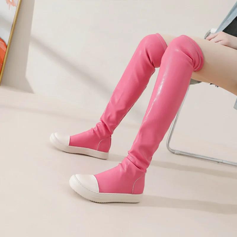 Fashion Women's Over-the-knee Boots Sexy Women Stretch Tight Boots Flat Thick Bottom Black Women's Thigh High Boots