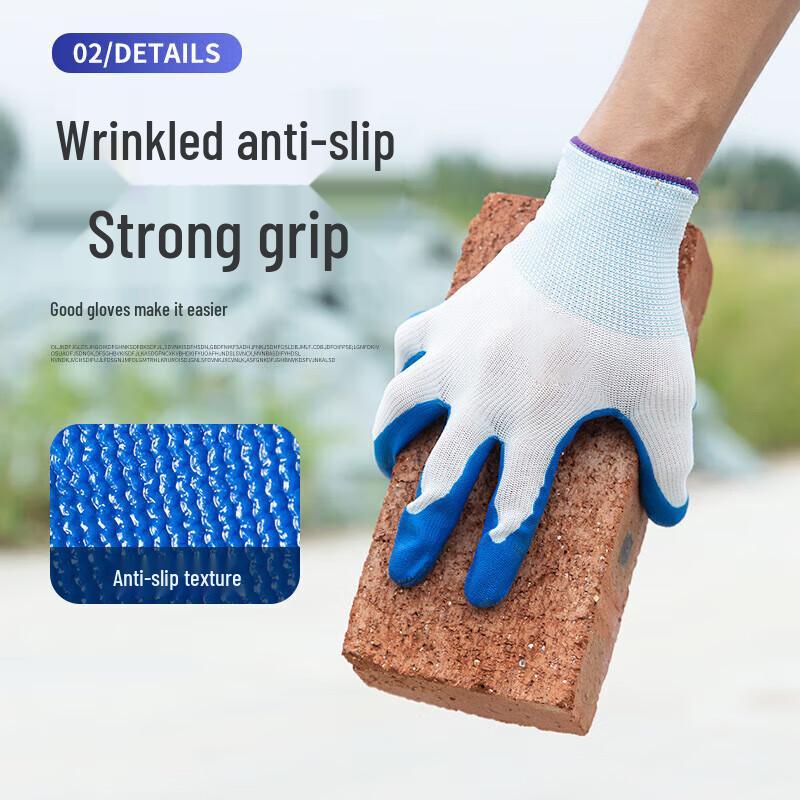 Longdai Black Nitrile Anti-Slip Work Gloves, 12 Pairs