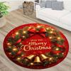 Round Area Rug Red Christmas Wreath with Bells and Lights Soft Flannel Carpet for Holiday Season Floor Decor Non Slip Washable