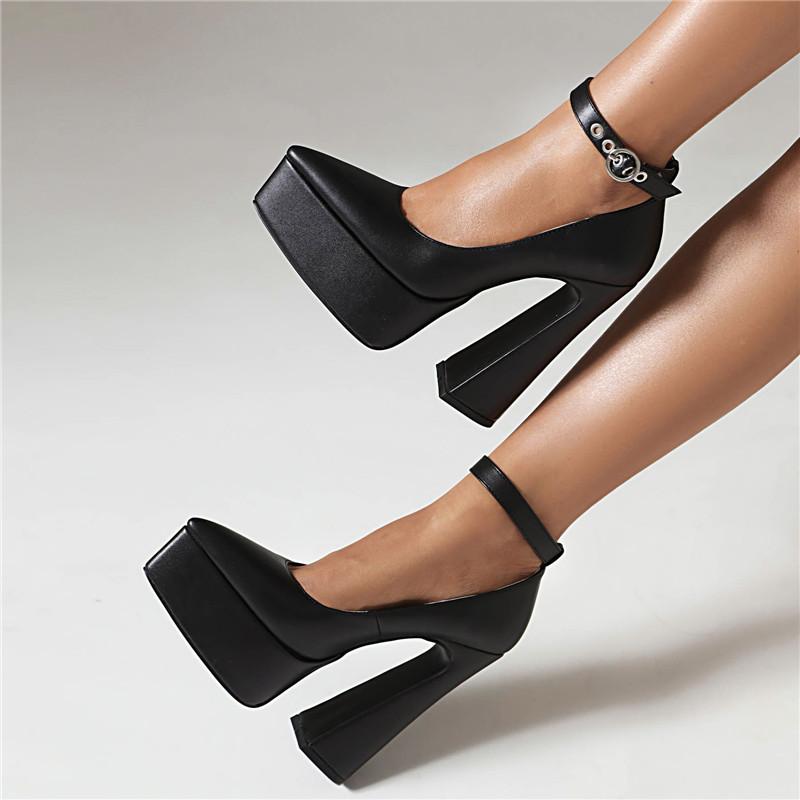 Women's high-heeled single shoes, sexy European and American style spring and summer new waterproof table thick heel large size low-top shoes