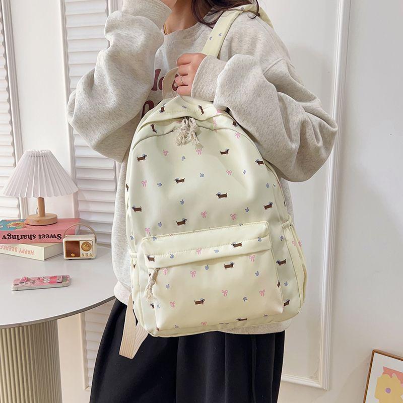 Japanese-Style Floral Dachshund Backpack: Cute and Versatile for Students