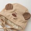 Cute Bear Baby Ear Protection Cap Spring Autumn Cotton Beanie for Infant Boy Gir Solid Color Windproof Bonnet