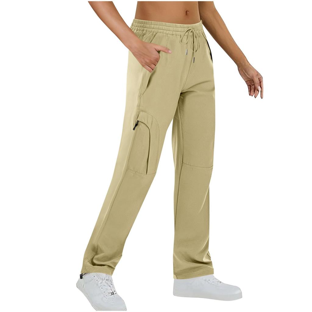 Women's Hiking Pants Waterproof  Sweatpant Elastic Waist Zipper Multi-Pocket Casual Sports Trouser
