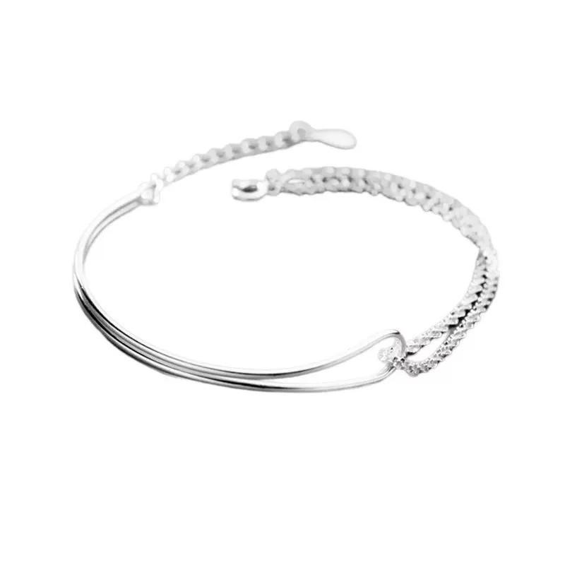 Double Layer Curved Tube Starry Asymmetric Bracelet Fashion Light Luxury Personalized Women Jewelry