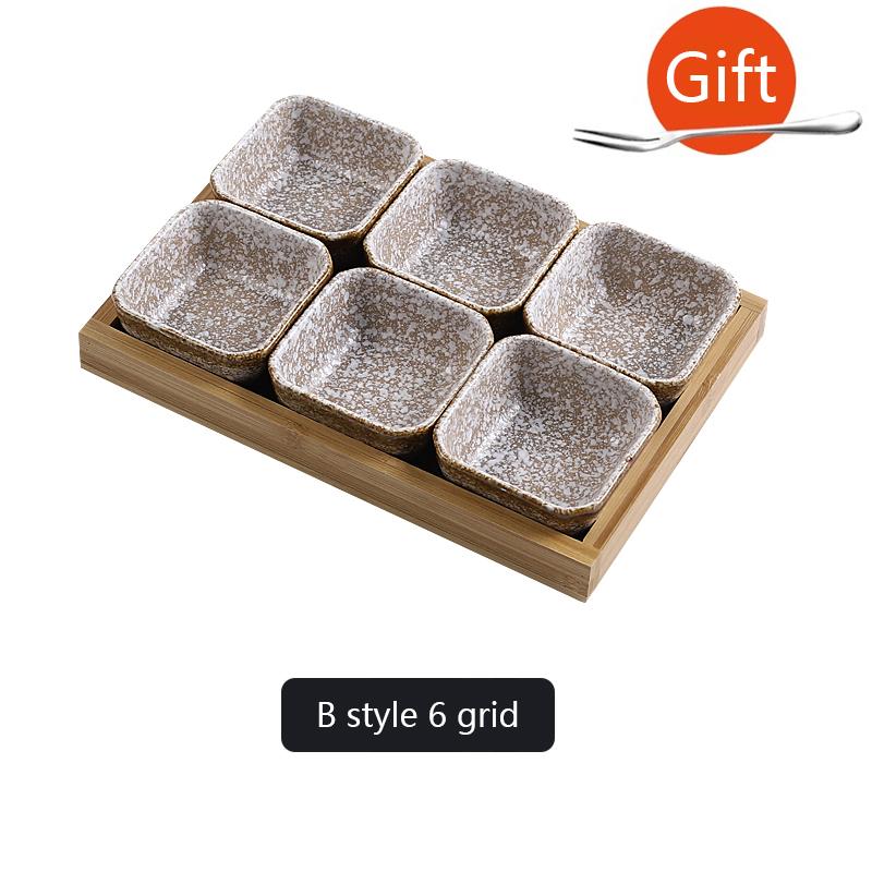 Set de farfurii pentru gustări cu fructe cu grilă ceramică creativă pentru alimente japoneze INS tacâmuri cu tavă Vase de servire casnic cu fructe tavă pentru gustări