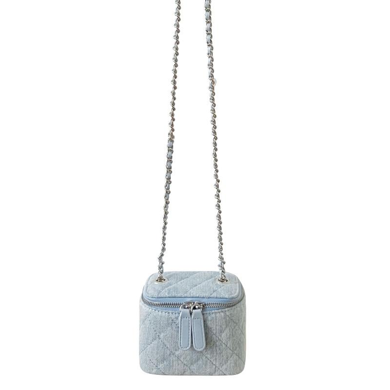 Bag Niche Design Mini Shoulder Diamond Messenger Box Bag Women's Simple Chain Denim Bag