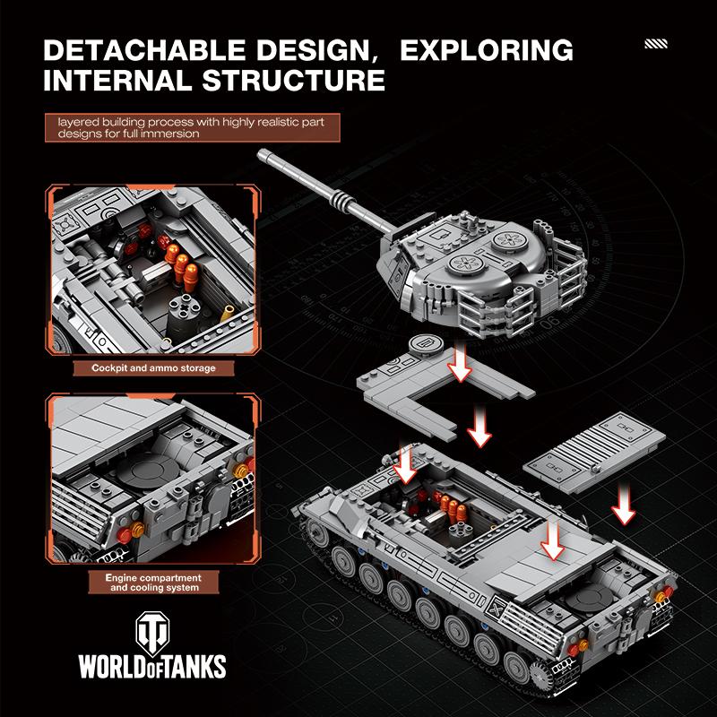 1273PCS World of Tanks Leopard 1 Main Battle Tank Building Blocks Cold War Classic Tank Military Model Toy Gift For Adult Gamers