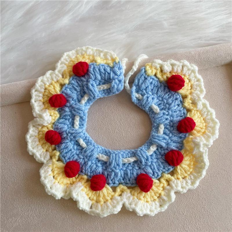 Cat Knitted Scarf Collar Red Christmas Dog Saliva Towel Strawberry Pet Ornament Christmas Knitted Scarf Pet Christmas Gift