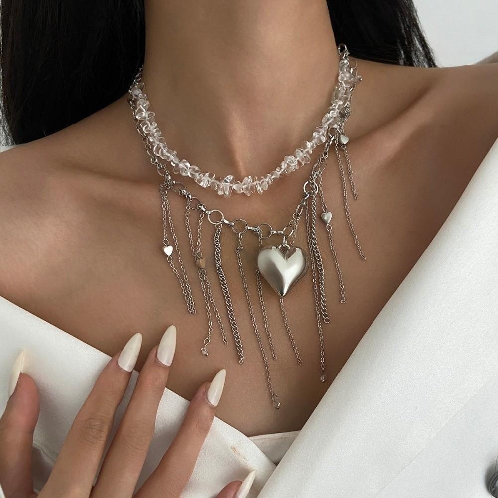 Stacking Women Wrap Necklaces Multilayer Metal Heart Stacking Clavicle