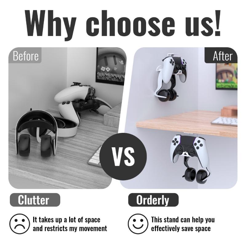 Headsets Rack Space Saving Wall and Under Desk Mount Holdet for Gaming Headsets Storage Solution Wall Stand