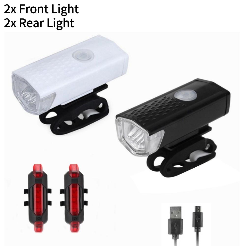 Bike Light Set Bicycle Headlight Taillight USB Rechargeable Bicycle Front & Rear Light Kit MTB Bike Flashlight Cycling Lamp