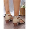 Women's Coarse Heel Sandals, High-heeled Hollow Shoes, Breathable and Comfortable Fishmouth Sandals