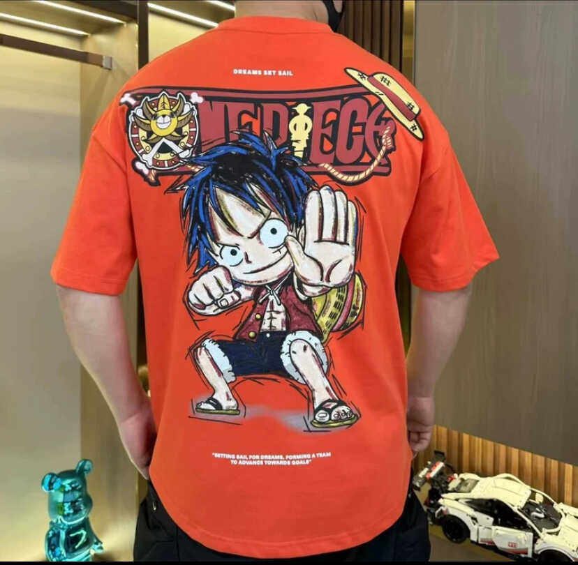 

One Piece Anime Luffy Printed Shortsleeved Tshirt for Boys and Children A New Summer Japanese Cartoon Style 4XL