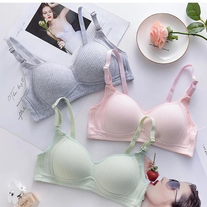 

Бавовняний безкаркасний бюстгальтер у японському стилі для жінок та підлітків - Простий дизайн, бічна підтримка, підходить для маленьких грудей 34/75AB рожевий