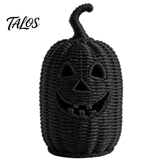LED Lantaarn voor Herfst Handgeweven Pompoenmand met Heksenhoed Deksel, Rustieke Vlechtwerk Trick Herfst Binnen Decoratie of Traktatiemand Buiten Halloween Feest
