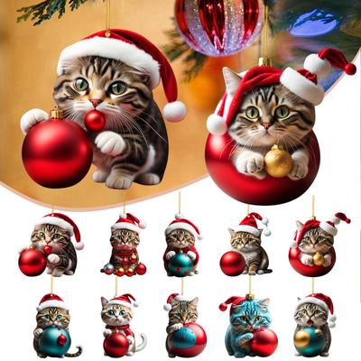 Cartoon Cute Cat 2023 Christmas Ornaments Hanging Decoration Gift Christmas Hanging Tree Personalized Pendant Party Supplies