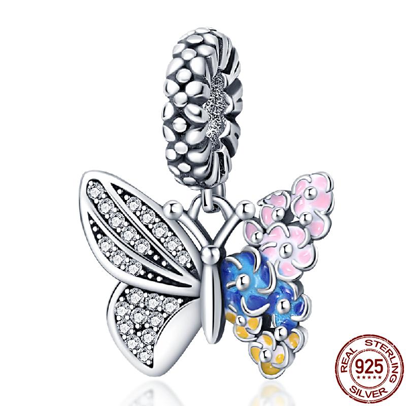 Genuine Copper Butterfly Zircon Series Pendant Jewelry Piece Fit 3Mm Pan Bracelet DIY Style Charm For Women Jewelry Stylish Gift
