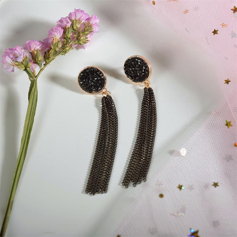 Fashion Net Red Long Tassel Earrings Women's Temperament Wild Earrings Simple Earrings Jewelry MIT