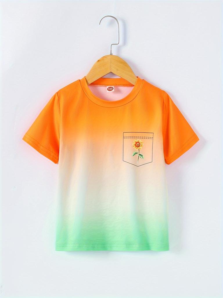 2026 Girl Summer Rainbow Tie Dye T-Shirt Short Sleeve Tee Top Crew Neck Clothes Child Girl Casual Outdoor Clothing Kids Tshirt