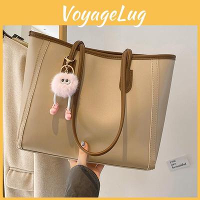 Trendy Pu Tote Bag With Polyester Lining For Street Style 2023 Medium Size Handbag In Brown