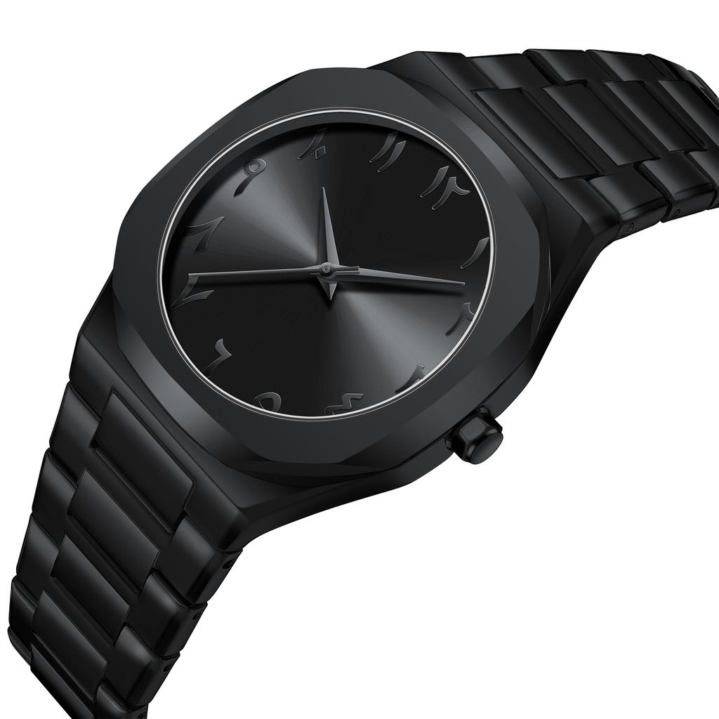 Modern Minimalist Personality Creative All-black Men's Watch Arabic Digital Sports Leisure Alloy Men's Watch Unique Design Watch
