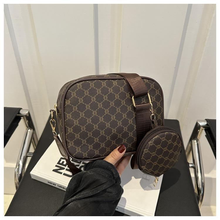 Simple Texture 2025 New Simple Casual Small Hanging Bag Two-piece Set Oblique Span Shoulder Small Square Women's Bag