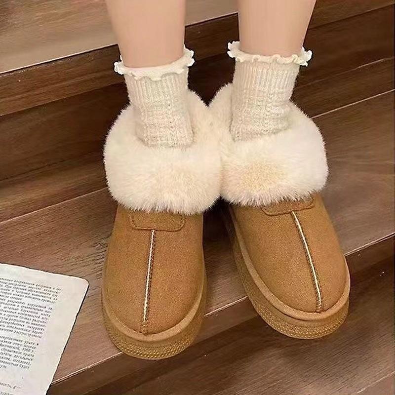 

Женские зимние ботинки 2025 новая короткая голенище с начесом утолщенные туфли-хлебушки модные универсальные водонепроницаемые и нескользящие хлопковые туфли 41