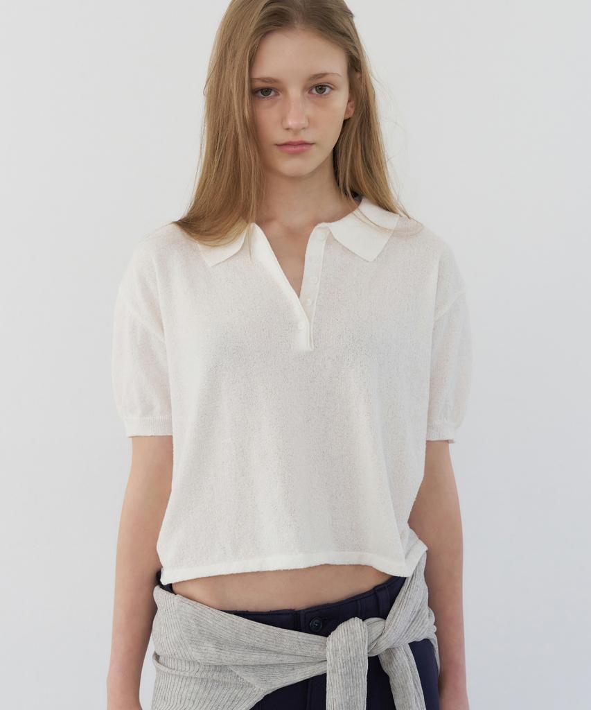 LETTERA Short Sleeve Collar Knit
