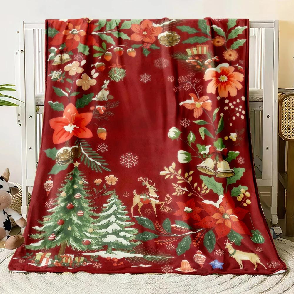 Festive Christmas  Flannel Thin Blankets Cozy Patterns for A Merry Holiday Flannel Blanket New Year Home Decoration Gift