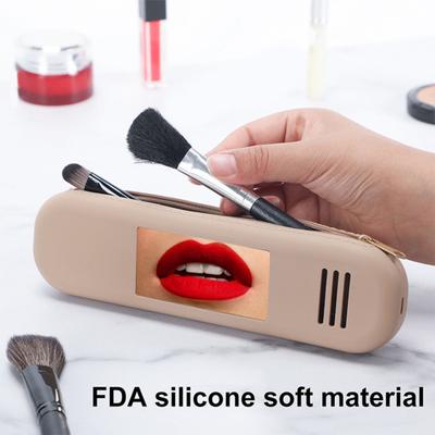 Porta pennelli per trucco Design con cordino con cerniera Custodia per pennelli per trucco da viaggio in silicone multifunzionale di grande capacità Borsa per cosmetici impermeabile