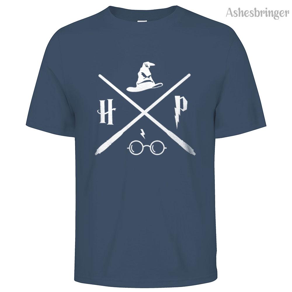 Men's Cotton Wizard Potter Glasses Move Symbol Graphic T Shirt on Unisex Street Casual Style Tee for Men and Women