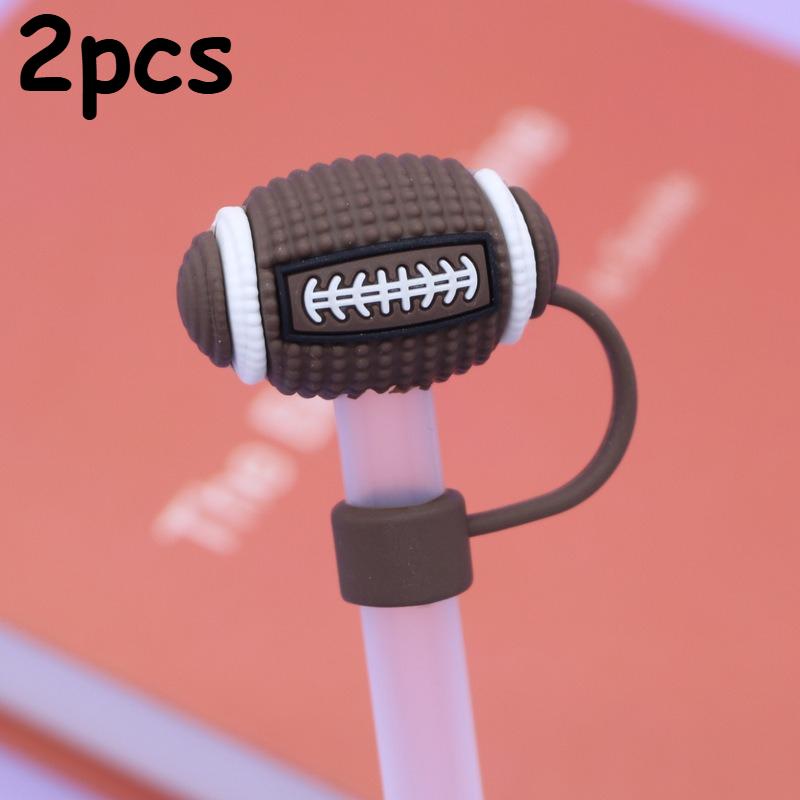 

4/2 Straw Covers Cap Reusable Straw Toppers For Cup Leak-proof Dust Proof Straws Cover Rugby basketball soccer tennis Super Bowl