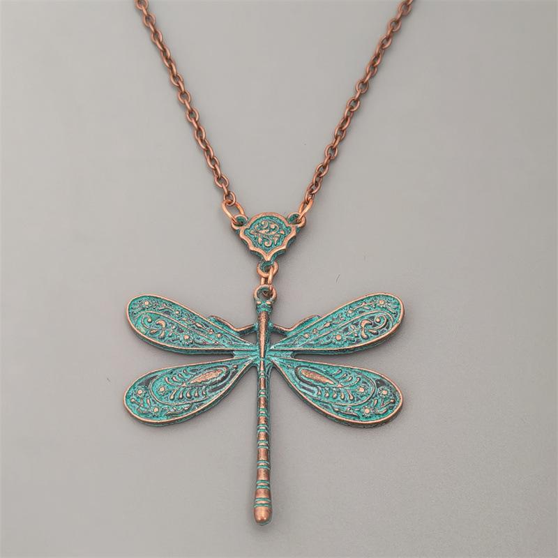 Necklace Retro Ethnic Style Dragonfly Exquisite Carved Clavicle Chain Pendant