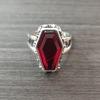 Retro punk style jewelry, creative niche imitation ruby ring, popular ring