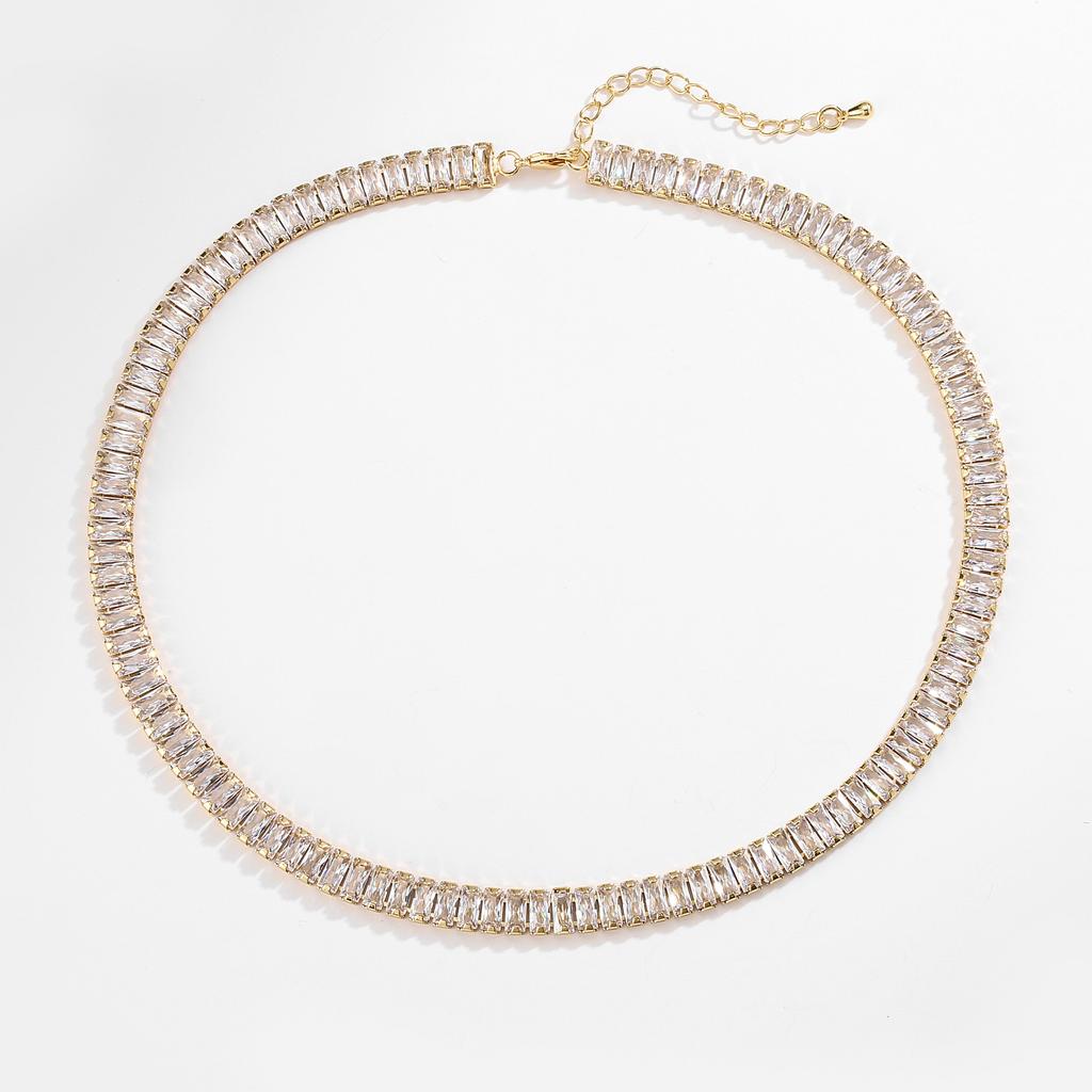 18K Vergoldetes Messing Zirkonia Teenie Halskette Armband, Promotion Beat Lady Luxus Bling Zirkonia Choker, Iced Out 3A Zirkon 4MM Halskette