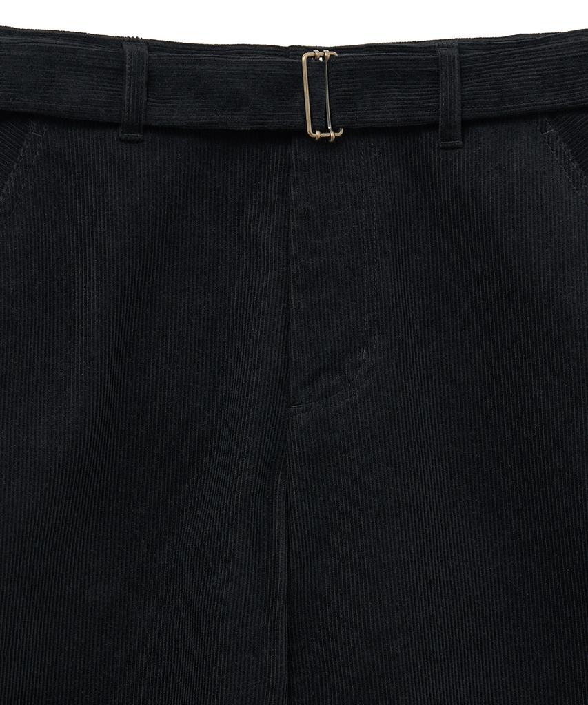 NOIRER FOR WOMAN Cotton Curved Corduroy Pants (Black)