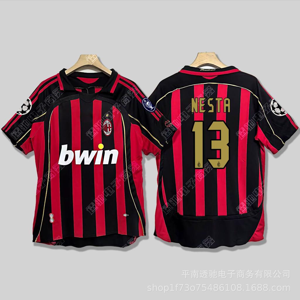 0607AC Milan retro jersey Cacanesta Maldini Inzaghi Pirlo long short-sleeved football jersey