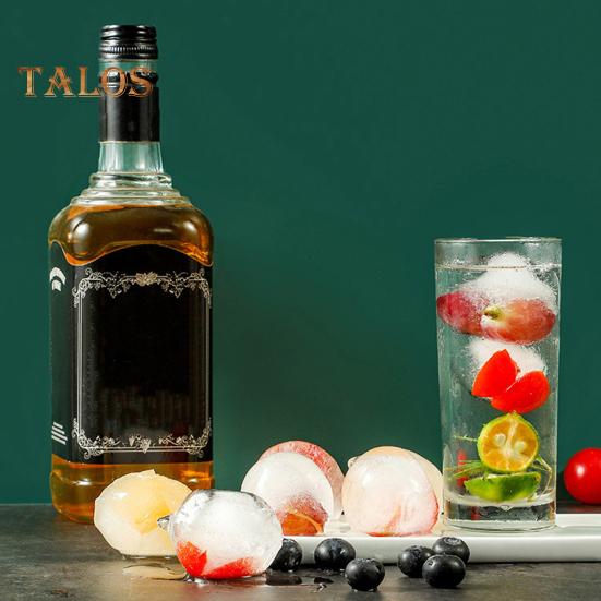 Isbollsform 4 Hål Rund Iskubform Lätt Fyllning Släpp Isbollsform med Silikonlock för Whiskey Cocktails