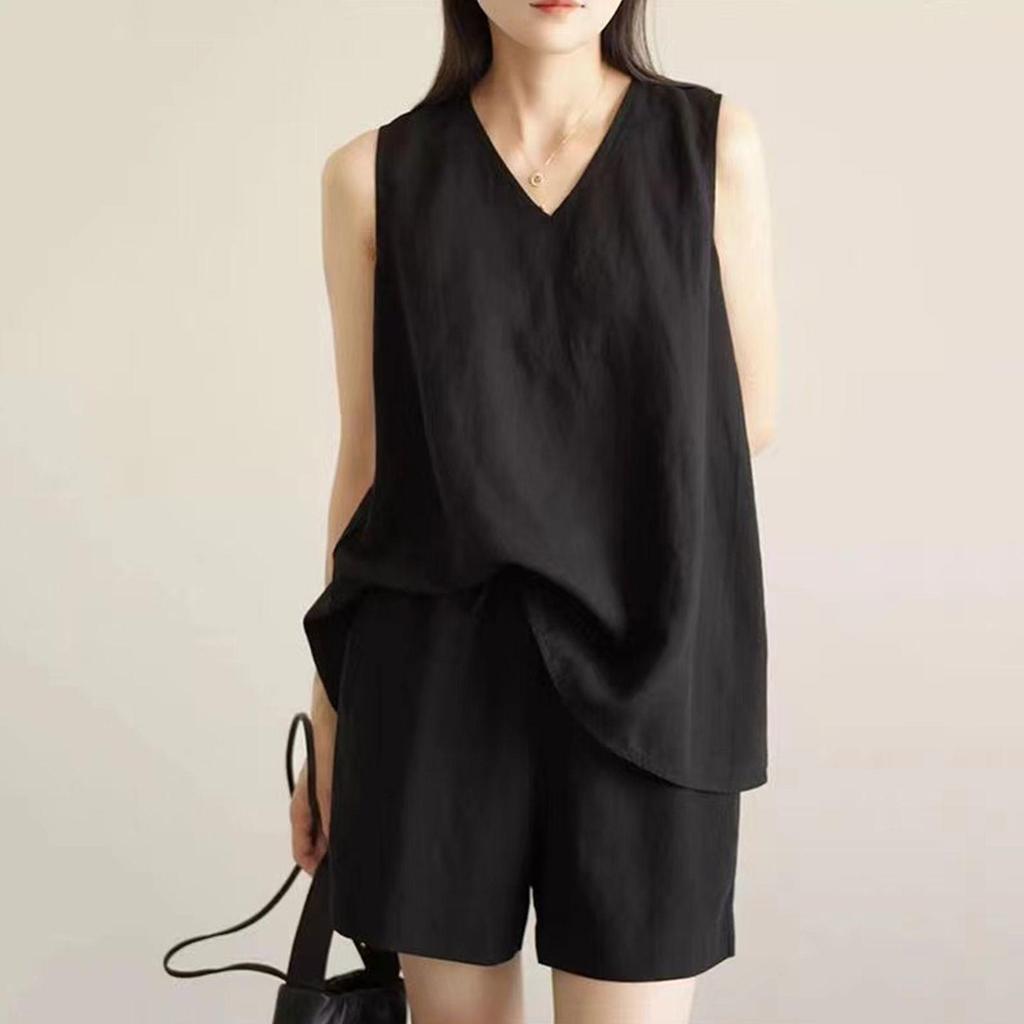 Women's Summer Slimming Sleeveless Vest & Shorts Two-Piece Set