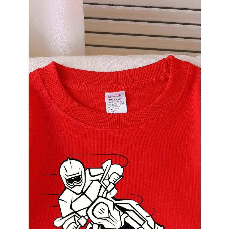 Fashion Sweatshirt for Girls Featuring Motorcycle Rider Speed Action, a Crew Neck Design Suitable for Autumn And Winter