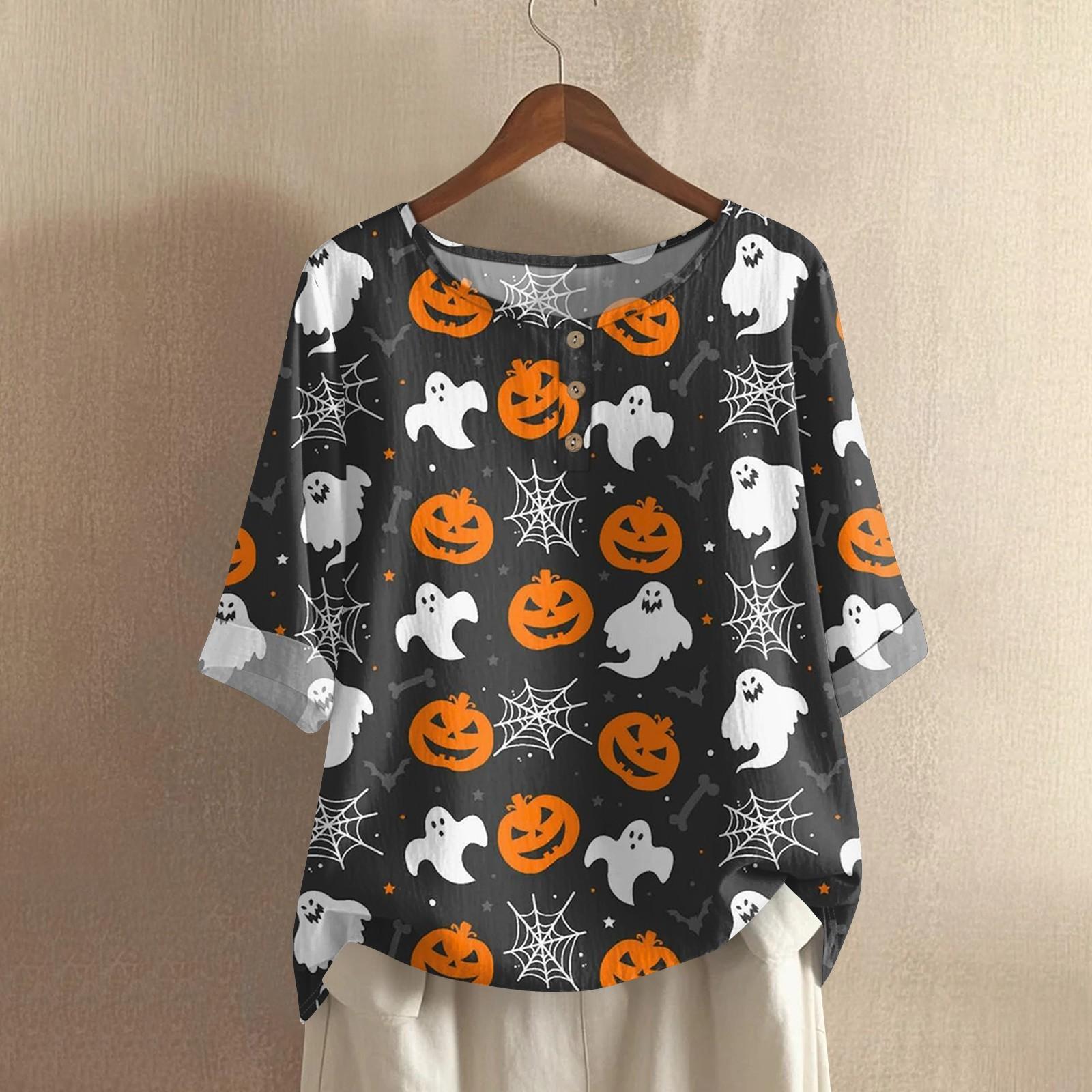 

Женская модная и повседневная рубашка с полурукавом, круглым вырезом и принтом, блузка, топ L