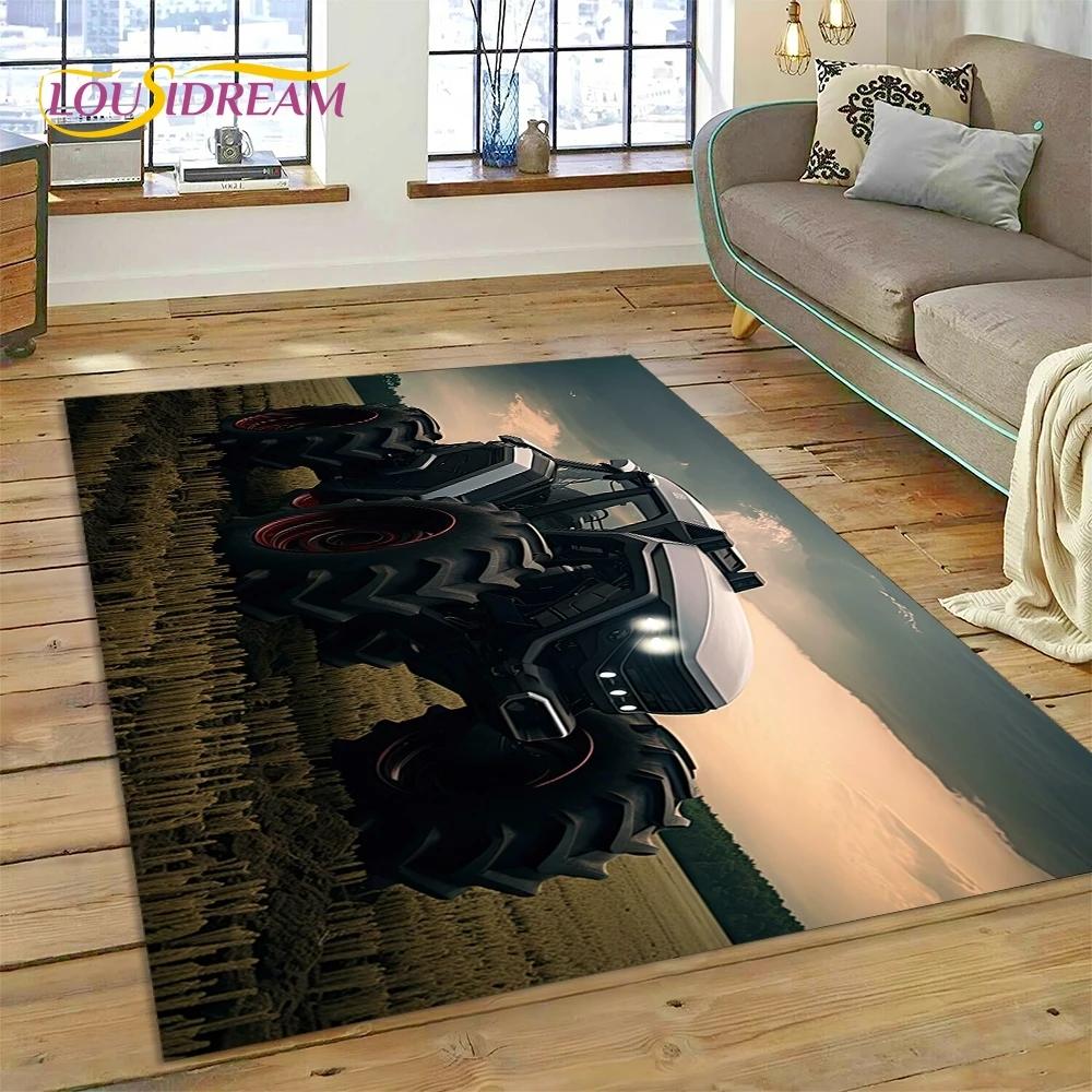 Retro Tractor Car 3D Truck Rug Carpet for Living Room Bedroom Home Decor,Floor Mat Non-slip Decoration for Sofa Doormat Kid Gift