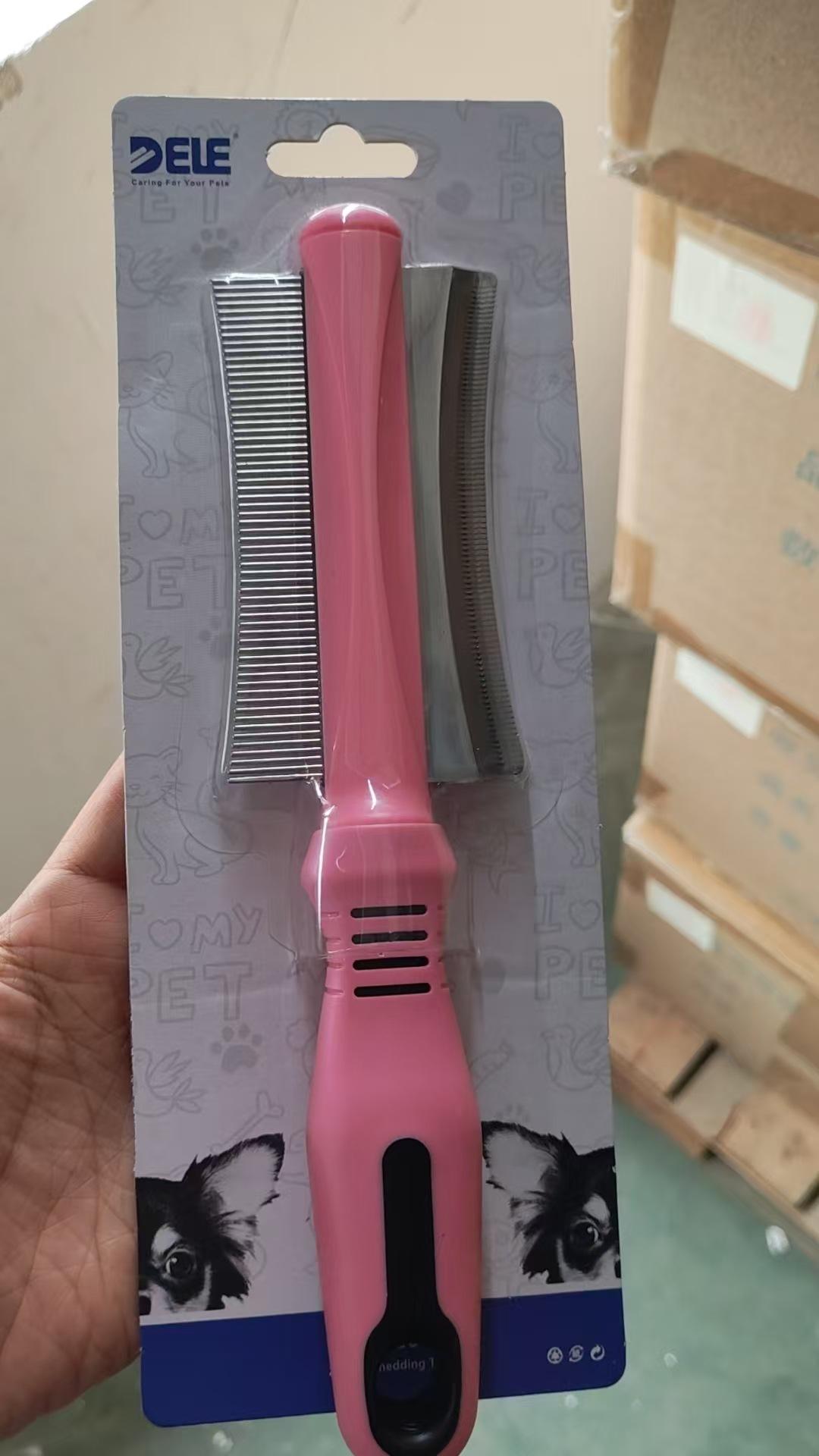 Double-sided Comb With Hair Removal And Grooming Functions, Curved Design For Flea Combing And Pet Hair Removal One Size розовый