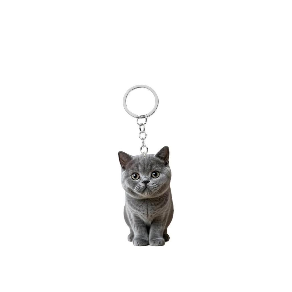 Lovely Cat Keychains Cow Cat British Shorthair Acrylic Pendant Children Funny Keychains Girl's Schoolbag Ornament