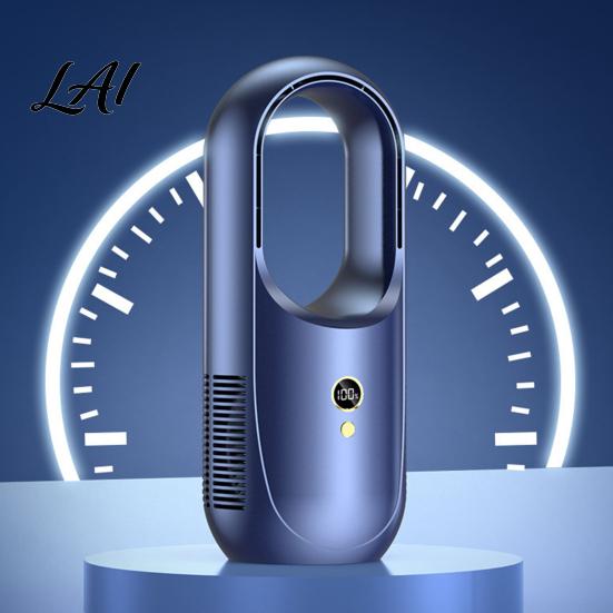 Quiet Bladeless Fan with Remote Desktop Air Purifier 8-Speed USB Rechargeable Circulator Portable for Summer Heat 8H Timer 90 Degree Oscillation