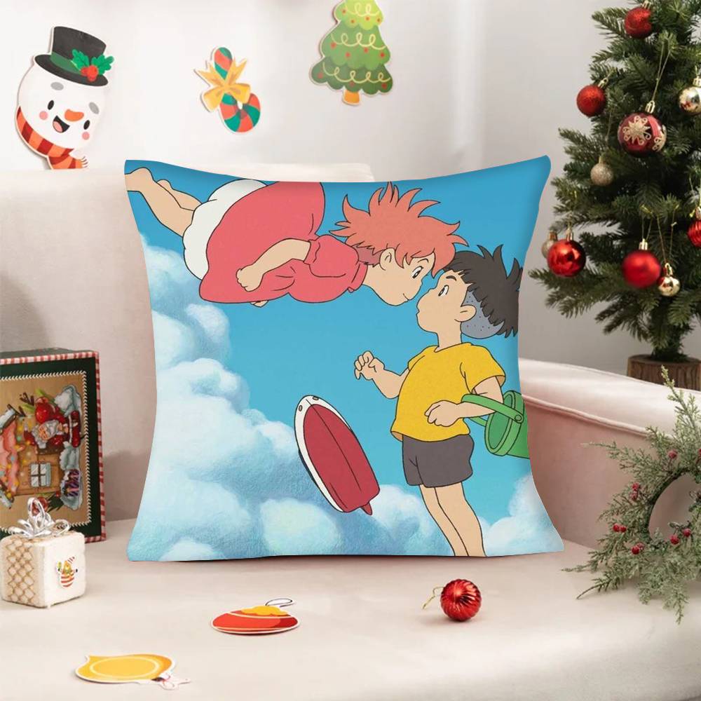 Movie P-Ponyo Anime On the Cute Cliff  Pillowcases Cushion Covers Living Room Sofas Home Decor Gifts