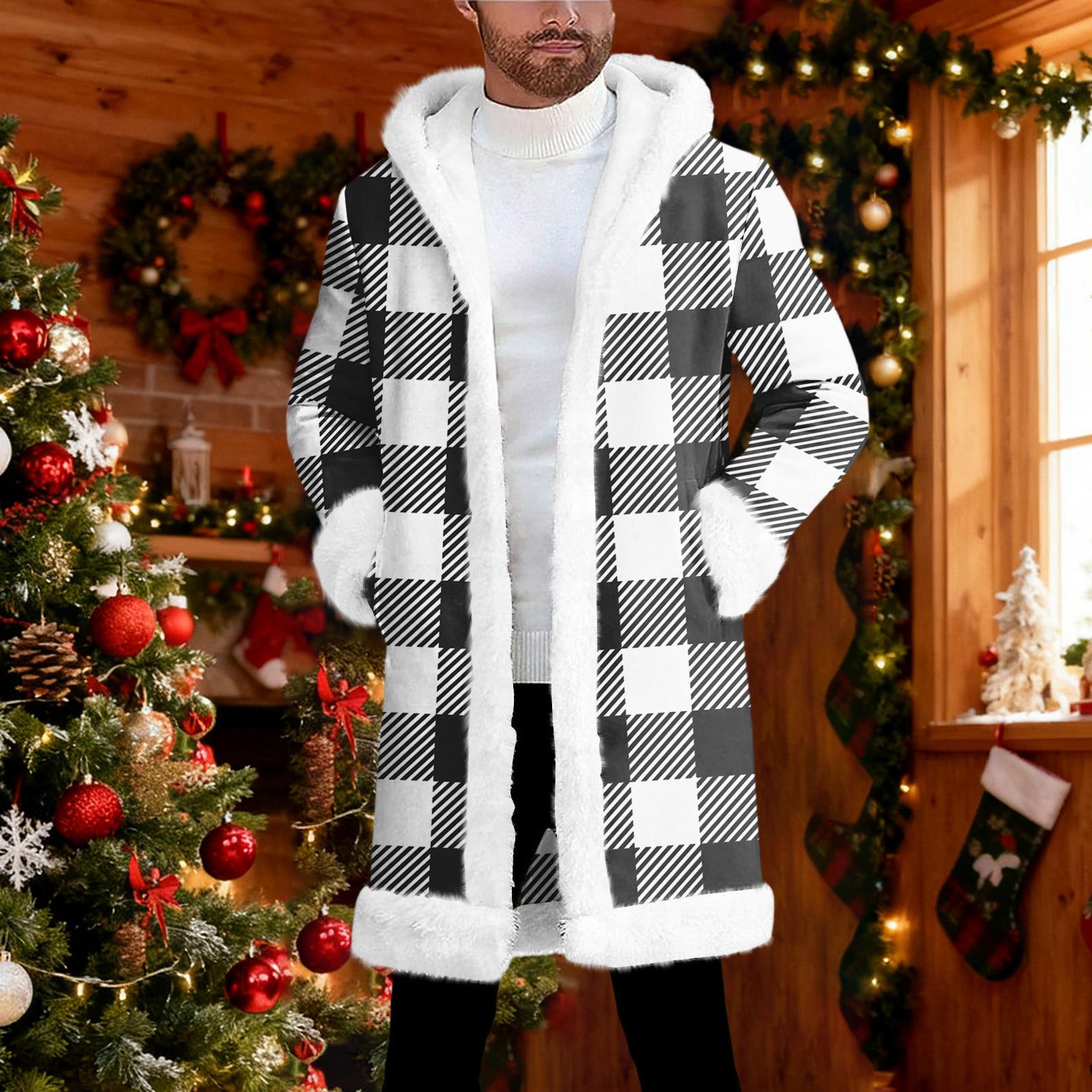 

Мужской кардиган с капюшоном, длинное пальто для сохранения тепла L