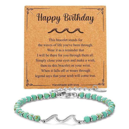 Unisex Wave Bracelet Adjustable Beaded Bracelet Friendship Bracelet Jewelry Gift with Inspirational Card for Family