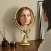 Light Luxury Makeup Mirror Oval Desktop Stand Mirror Creative Bow Vanity Mirror  Women