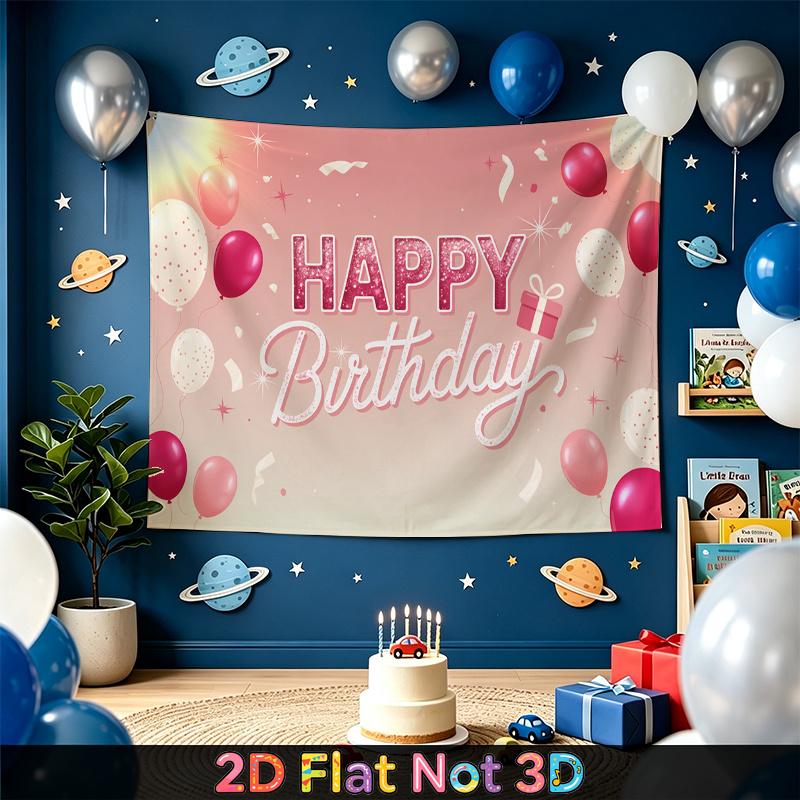 Party Backdrop Happy Birthday Birthday Pink Photo Booth Background Front Door Decor